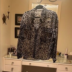 Zara Monochrome Abstract Blouse